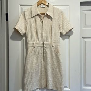 Sandro Paris tweed mini dress with zipper and collar